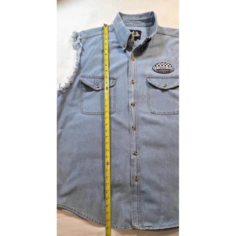USA Biker Design Mens XL Sturgis 2006‎ 66th Annual Bike Week Frayed Denim Shirt